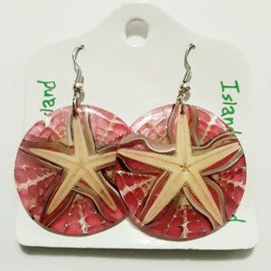 Inlaid Natural Starfish Resin Handmade Earrings